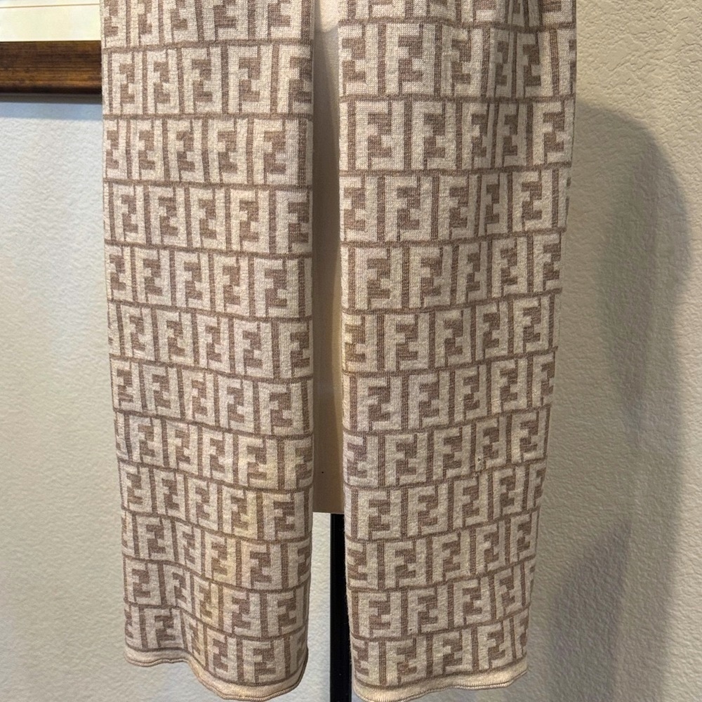 Authentic Fendi Taupe Monogrammed Scarf - Picture 3 of 12